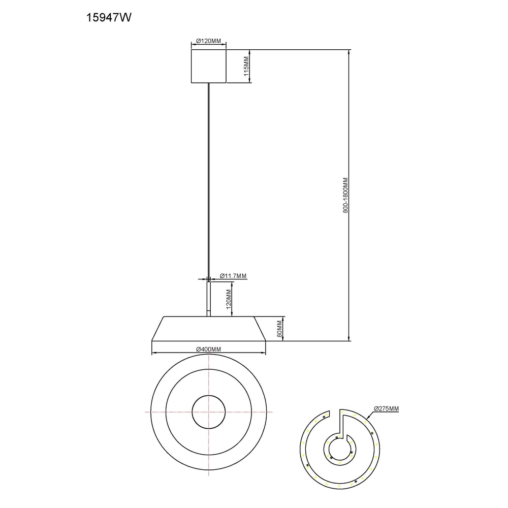 Lampe suspendue élégante Silena blanc Ø 40cm Globo 9007371586233