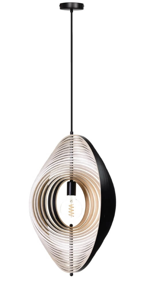 Lampe suspendue design Woody noir avec bois Ø 59cm ETH 8720195307549