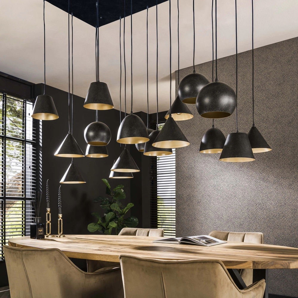 Lampe pendante XXL Metal 18 lumières - noir Lyora 8716803512313