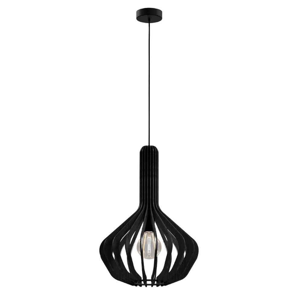 Lampe à suspension en bois noir Velasco Ø 38 cm