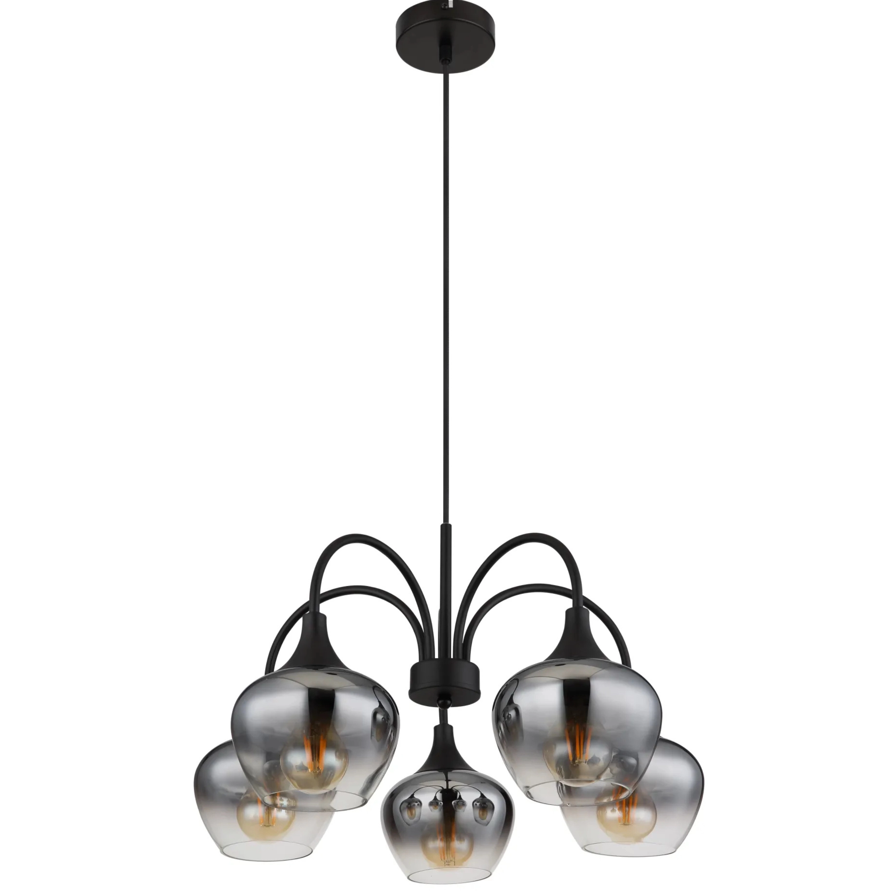 Suspension 5 lumières Maxy noir avec verre fumé Globo 9007371474189