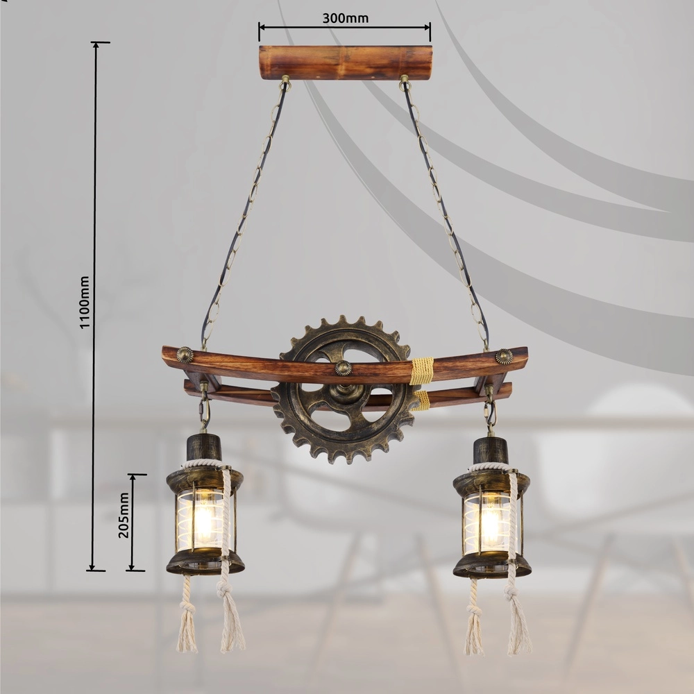 Lampe pendante industrielle Abella 2 lumières Globo 9007371407392