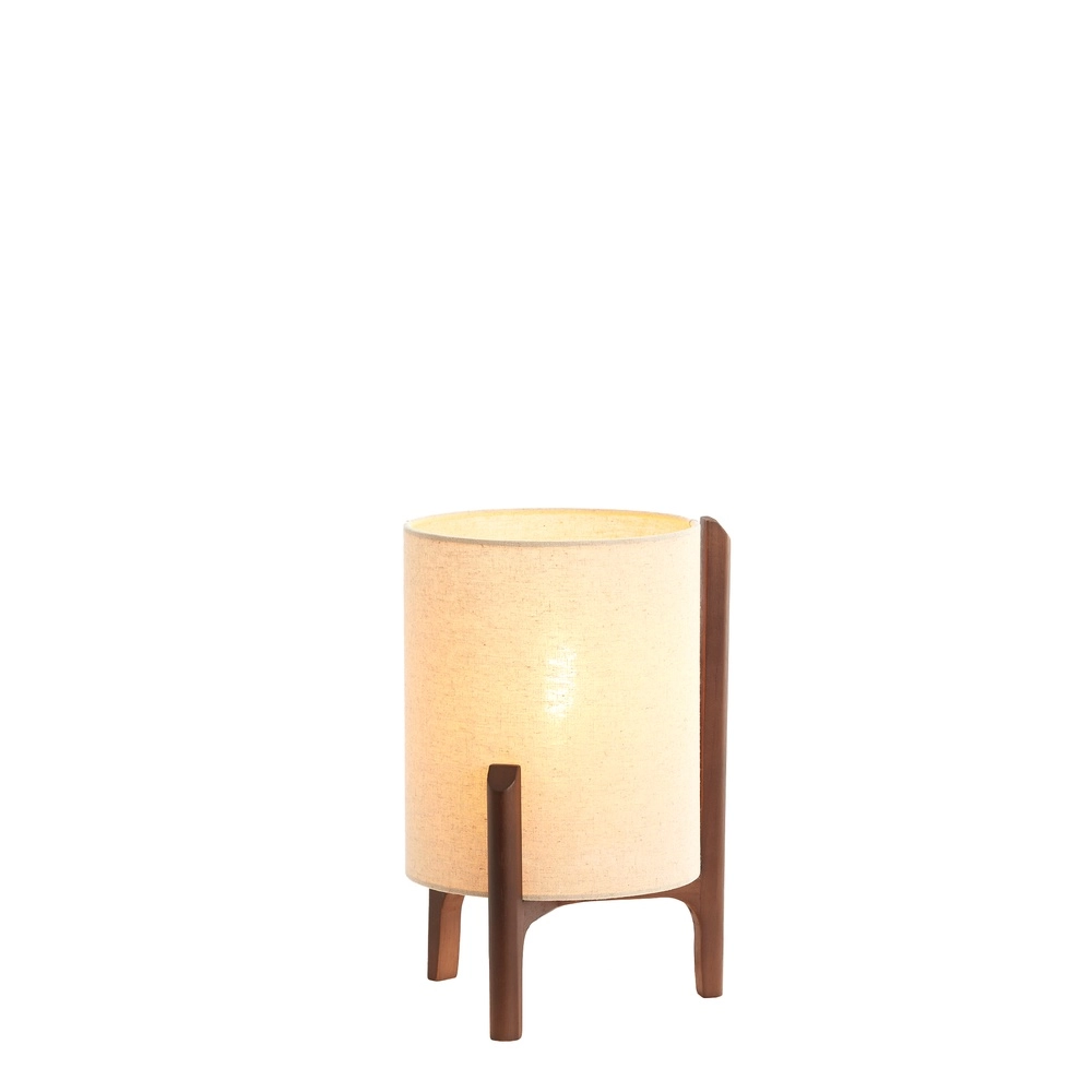 Lampe de table Litto Ø 22cm - noyer avec lin naturel Light & Living 8717807792671