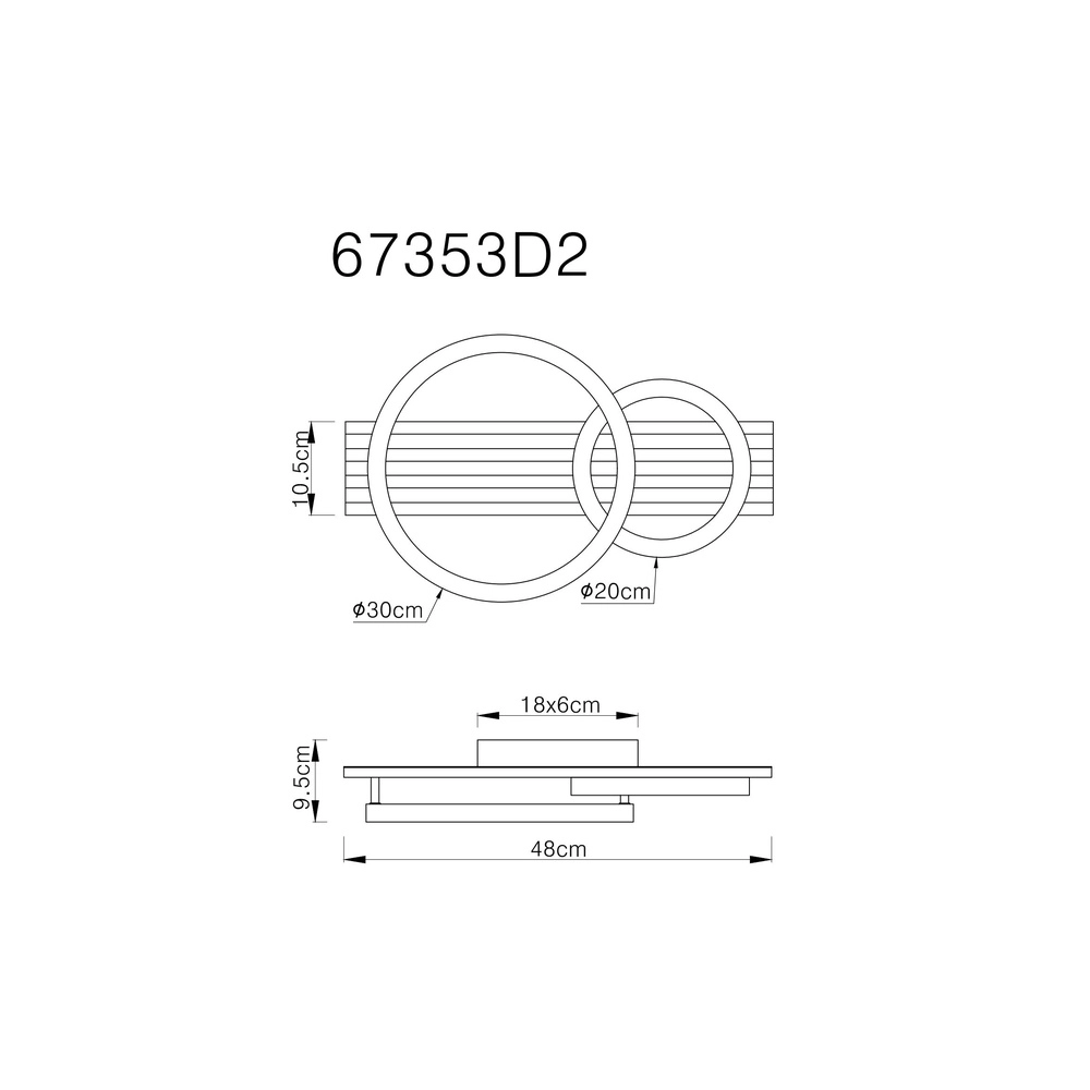 Lampe de plafond Tisha 2 anneaux noirs avec du bois Globo 9007371525577