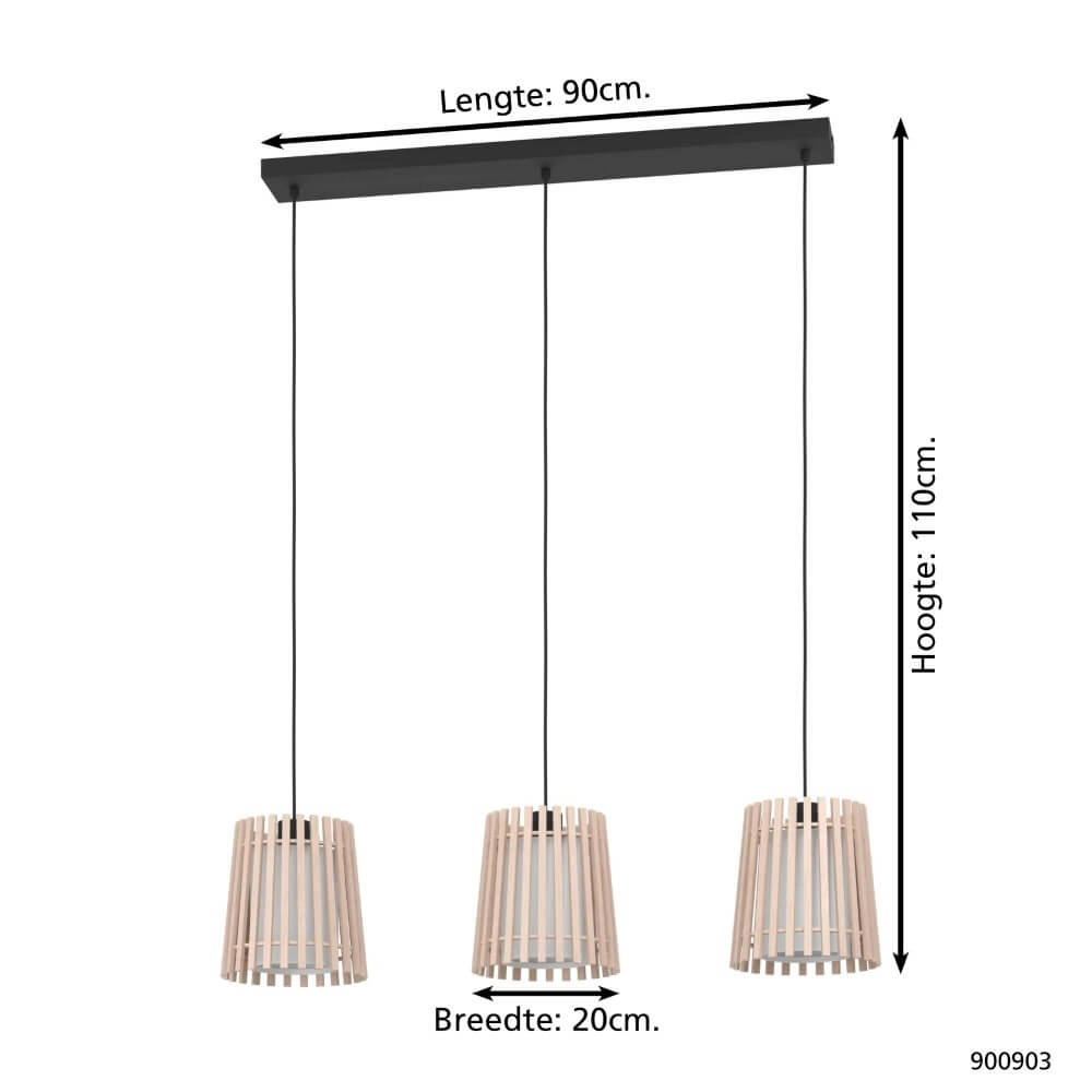 Lampe à suspension scandinave Fattoria 3 lumières Eglo 9008606274734