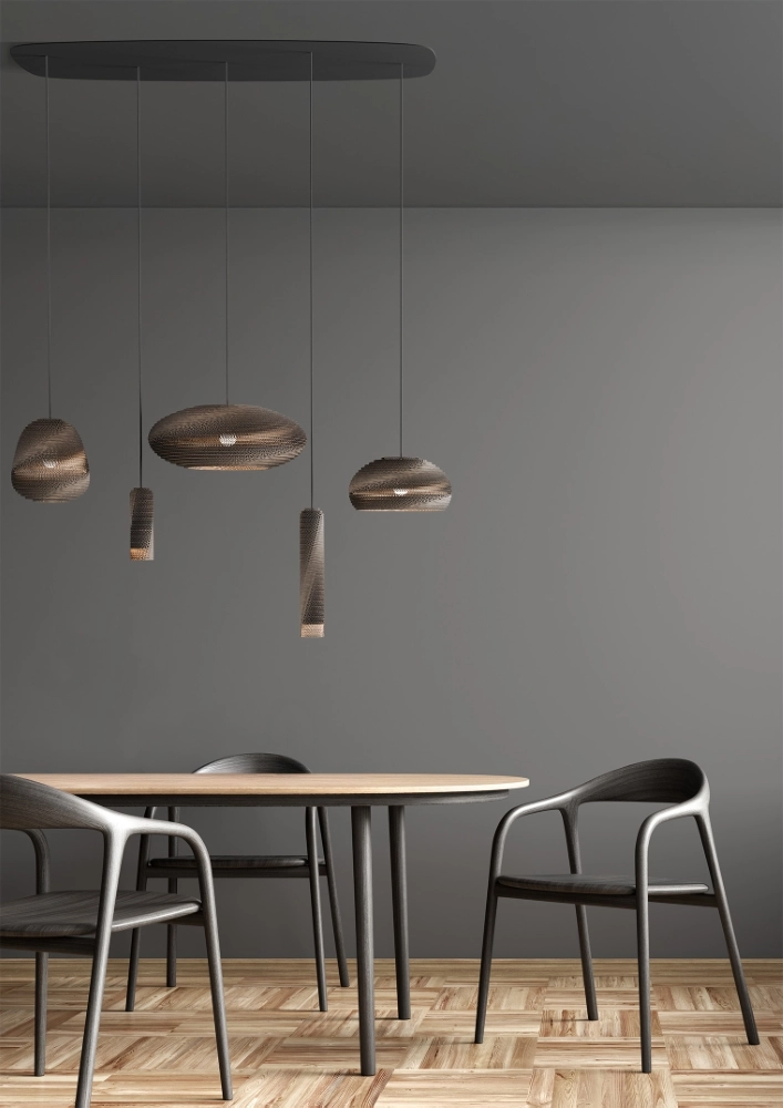 Natural Groups Black 1100 Lampe suspendue en carton Ø 9cm Think Paper