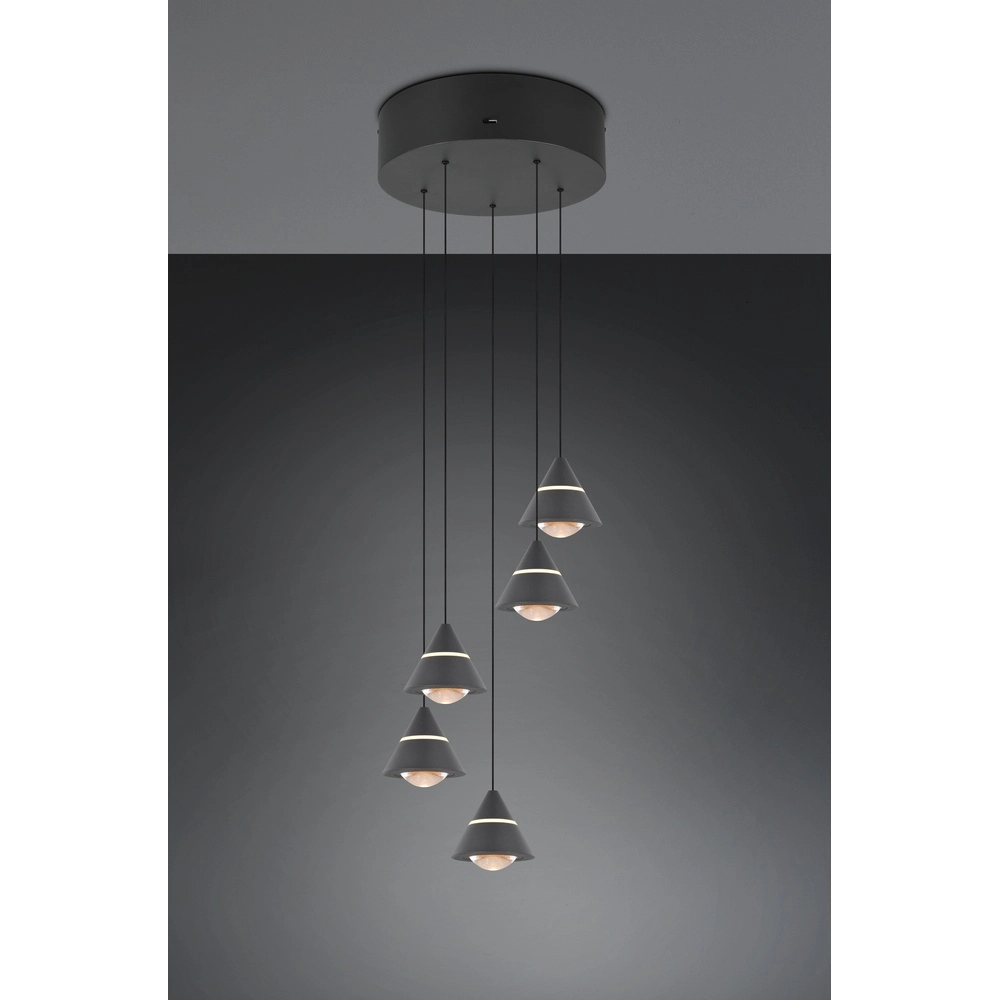 Suspension design Romeo 5 lumières noir Trio 4017807667806