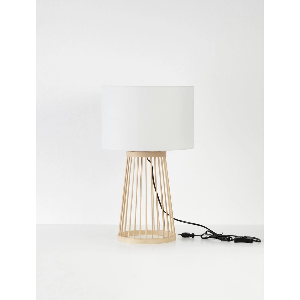 Lampe de table Lois Bois avec capot blanc Lyora 5212017465573