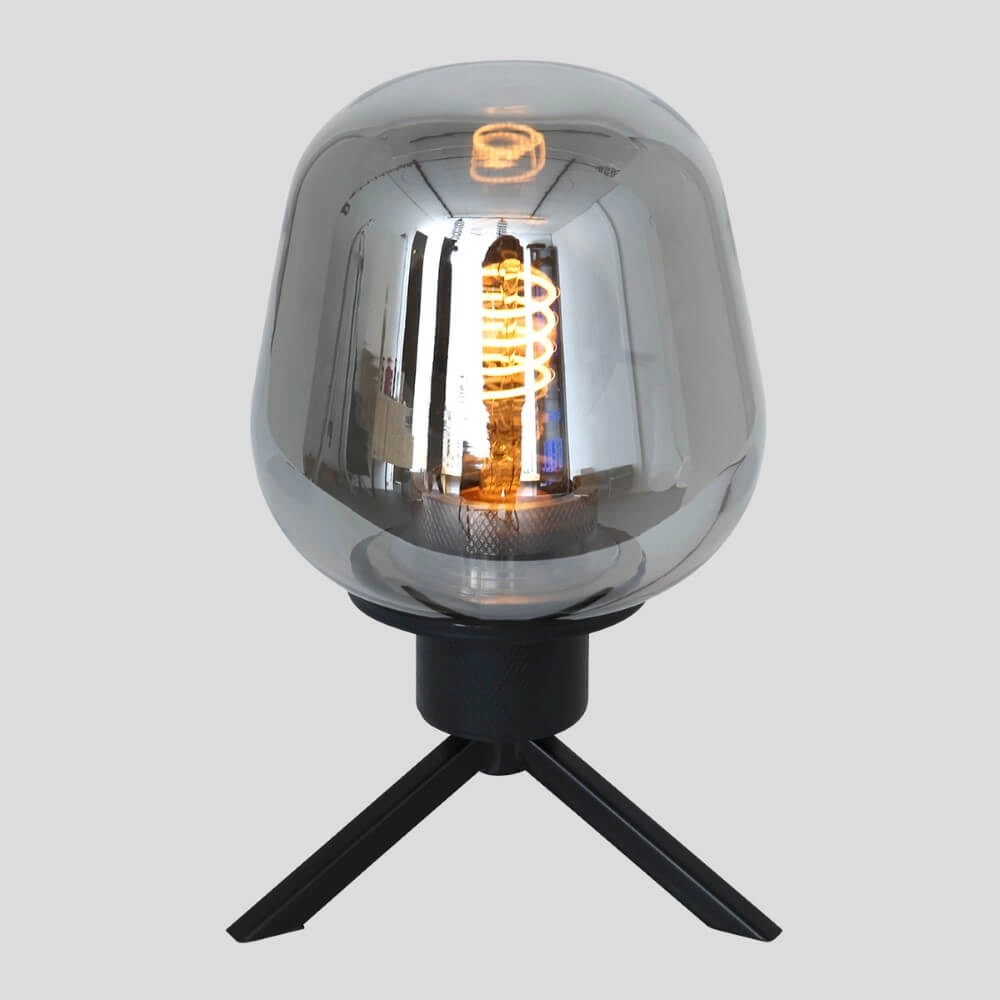 Lampe de table en verre Reflexion 14cm noir avec verre fumé Steinhauer 8712746132625