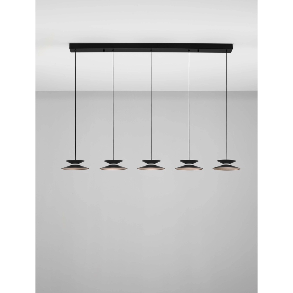 Suspension design Morfi Droit 5 lumières noir Lyora 5212017458490