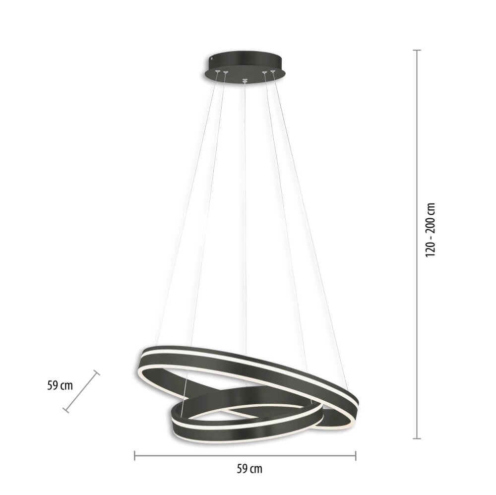 Lampe suspendue Q-Vito Ø 59cm anthracite Paul Neuhaus 4012248367445