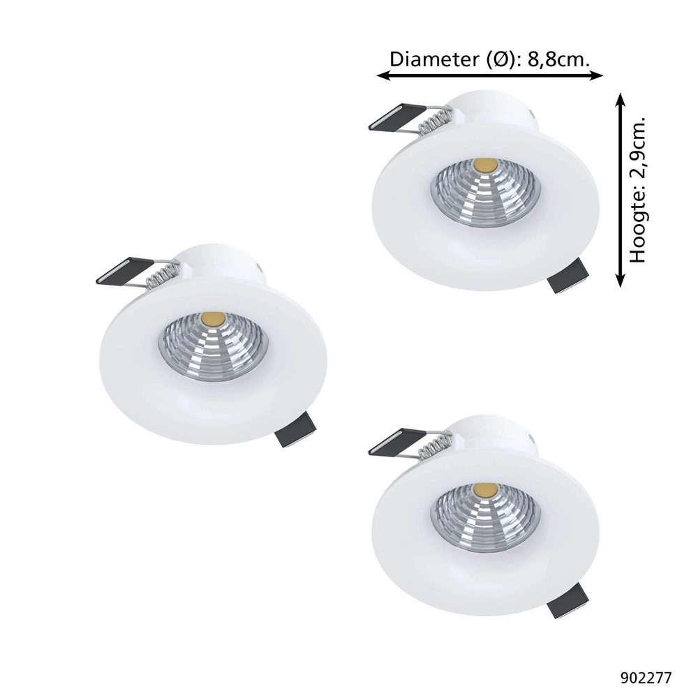 Lot de 3 spots encastrés Saliceto blanc Ø 8.8cm - 4.8W Eglo 9008606358786