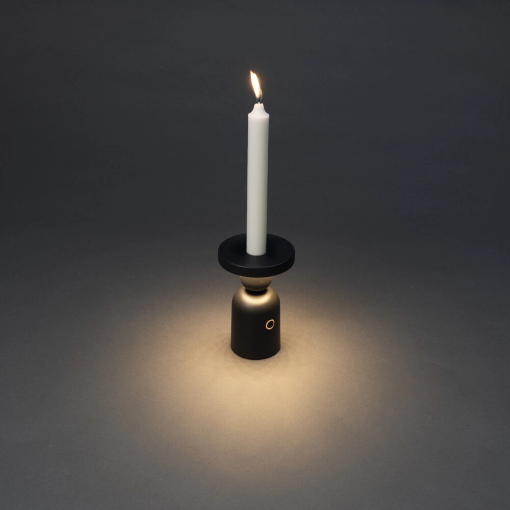 Lampe de table rechargeable Nantes Noir pour bougeoir KonstSmide 7318307833751