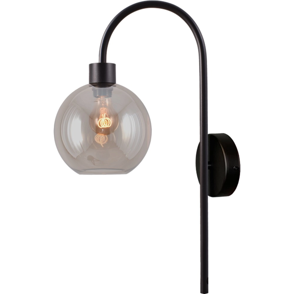Lampe murale Lazise noir avec verre ambré 61cm