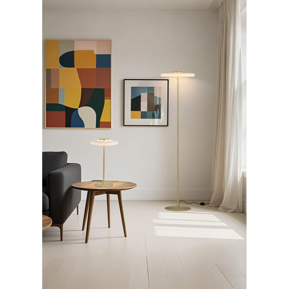 Lampe de table Record Or avec verre blanc Searchlight 5053423298825