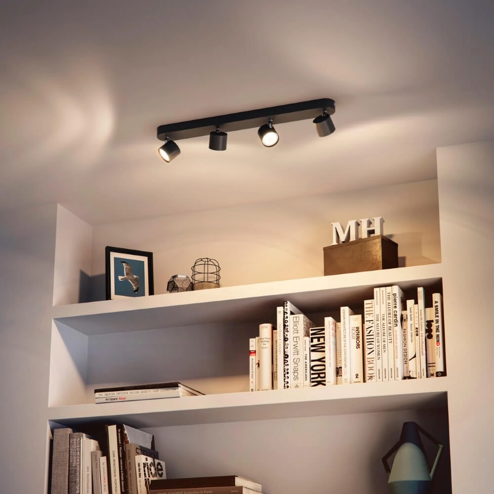 Spot de plafond LED noir Star 4 lumières Philips 8719514435438