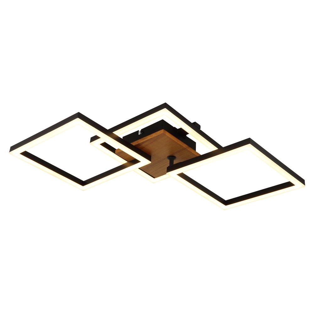 Lampe de plafond Kerry noir avec un aspect bois
