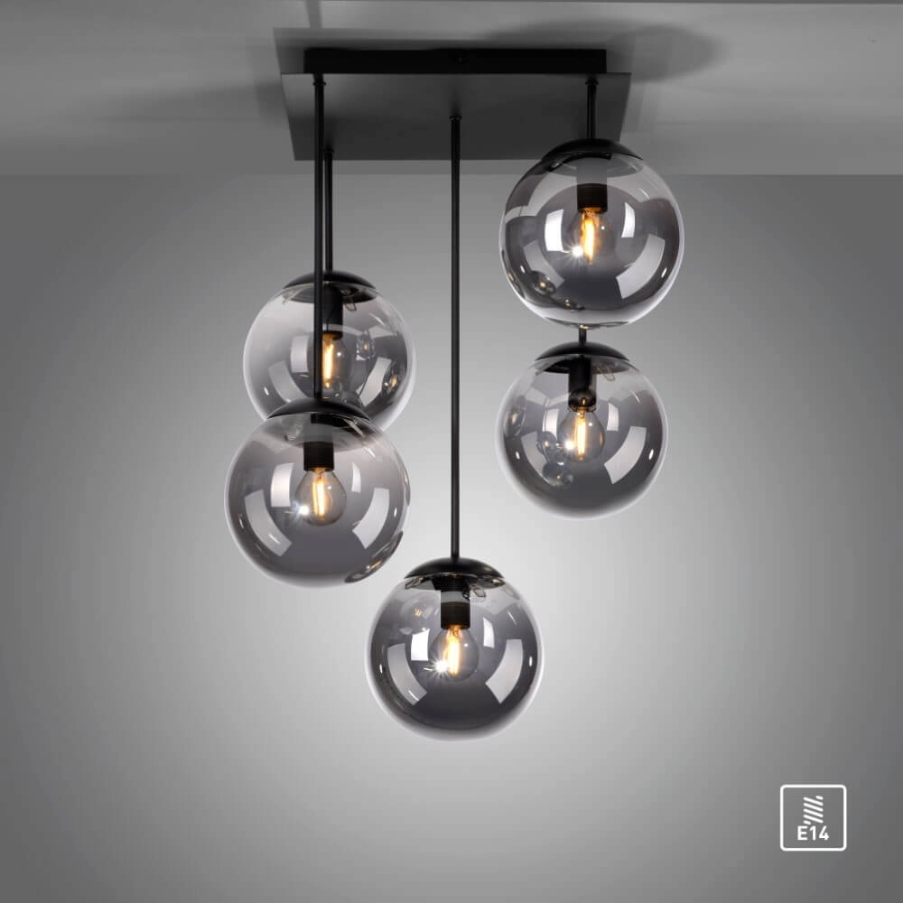 Plafonnier 5 lumières Big Widow noir Just Light 4043689988371