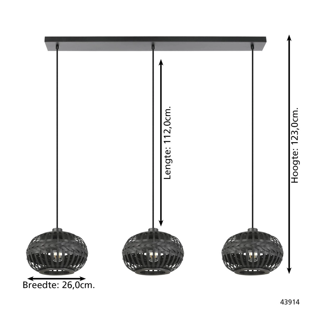 Lampe pendante de salle à manger Towcester Ø 26cm - bois Eglo 9002759439149