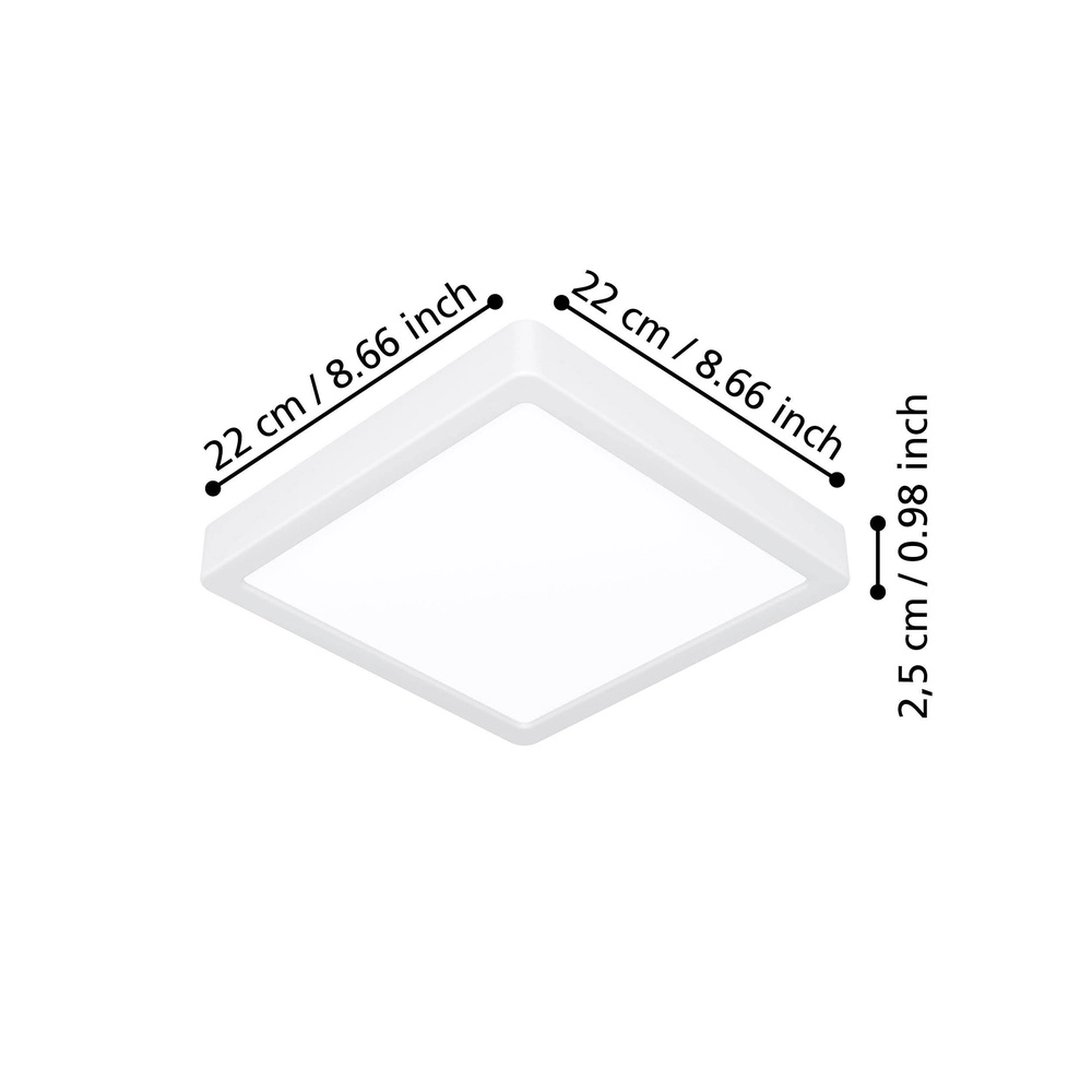 Lumière LED de plafond Fueva 6 Carré - Blanc - 22x22cm Eglo 9008606330195