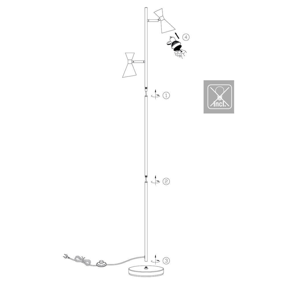 Lampadaire design Preto noir avec or Steinhauer 8712746176315