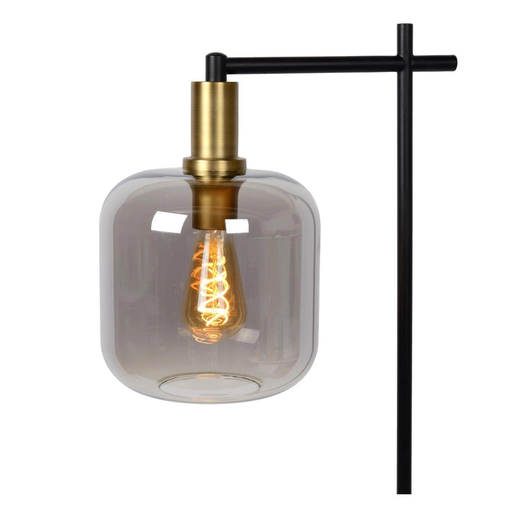 Lampe de pied Joanet noir avec verre fumé Lucide 5411212451606
