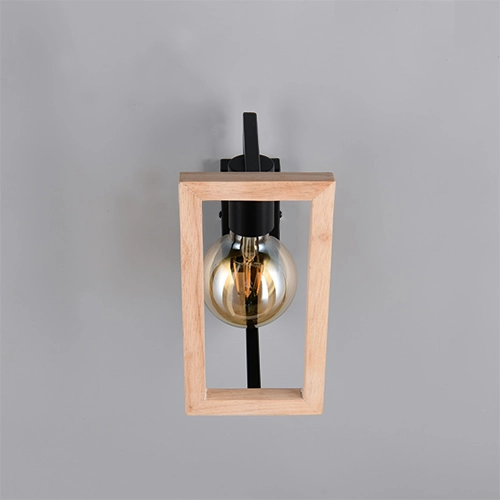 Lampe murale de conception Bano noir avec bois Trio 4017807670899