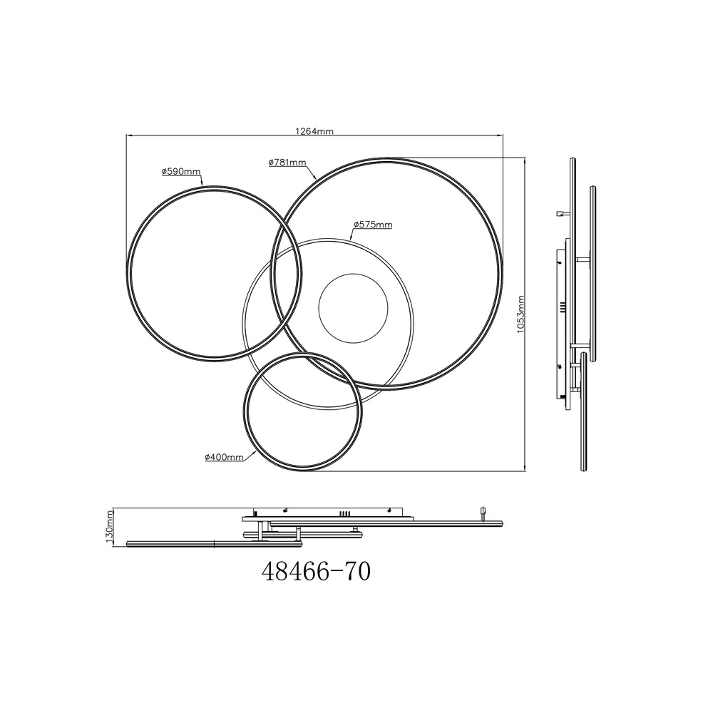 Lampe de plafond moderne Invertina Or 126cm Globo 9007371453016