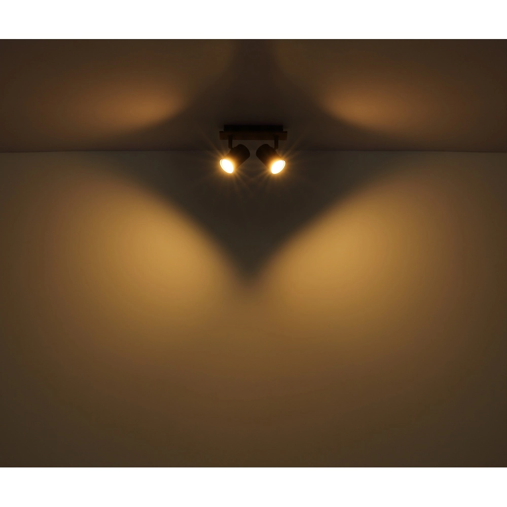 Lampe de plafond Linca 2-noir clair avec bois Globo 9007371452941