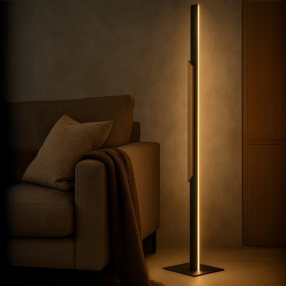 Lampadaire de conception Arcus noir avec bois Brilliant 4004353463532