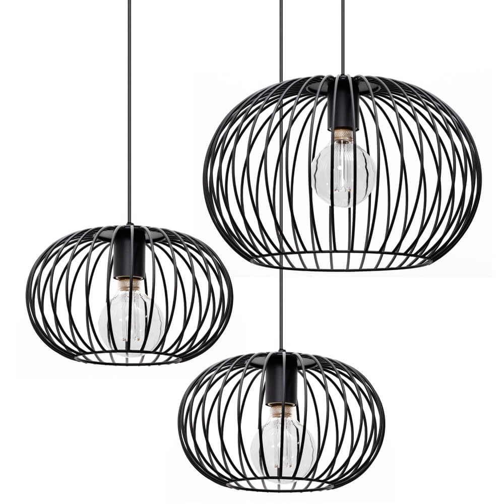 Lampe suspendue en fil de fer Wire 2 3 lumières noir ETH 8720195302001