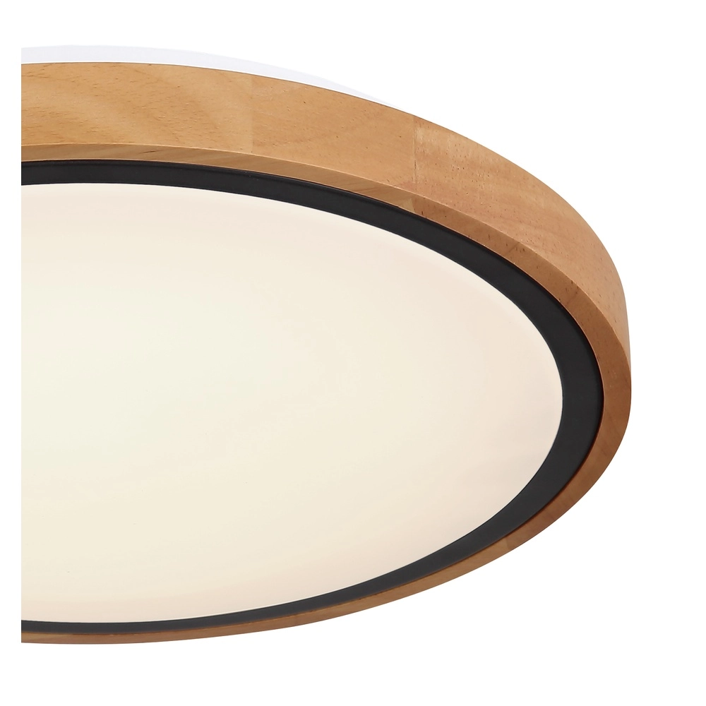 Lampe de plafond Bruno Ø 30,7 cm noir avec bois Globo 9007371430468