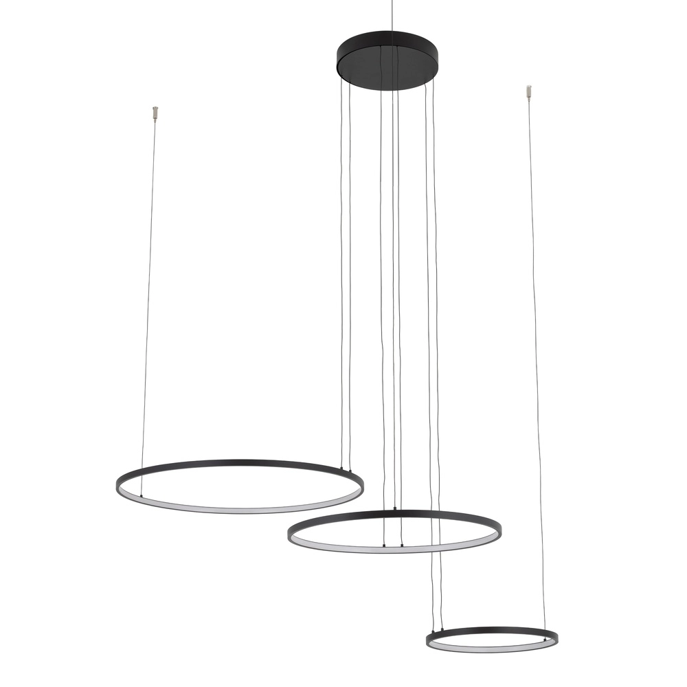 Lampe pendante de conception Circolo Led 3 anneaux noirs Lyora 5903139116480