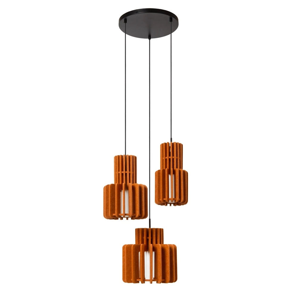 Lampe pendante de conception Rollo Terre cuite à 3 lumières