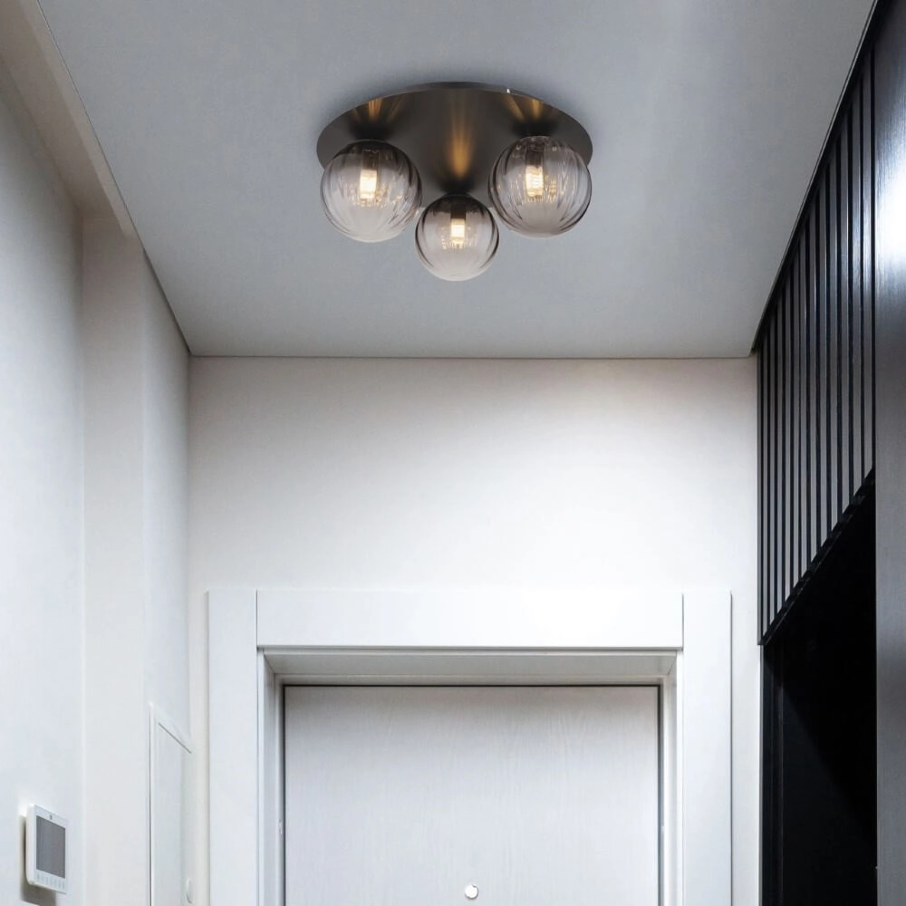 Plafonnier 3 lumières Dallerta verre de fumée Globo 9007371455577