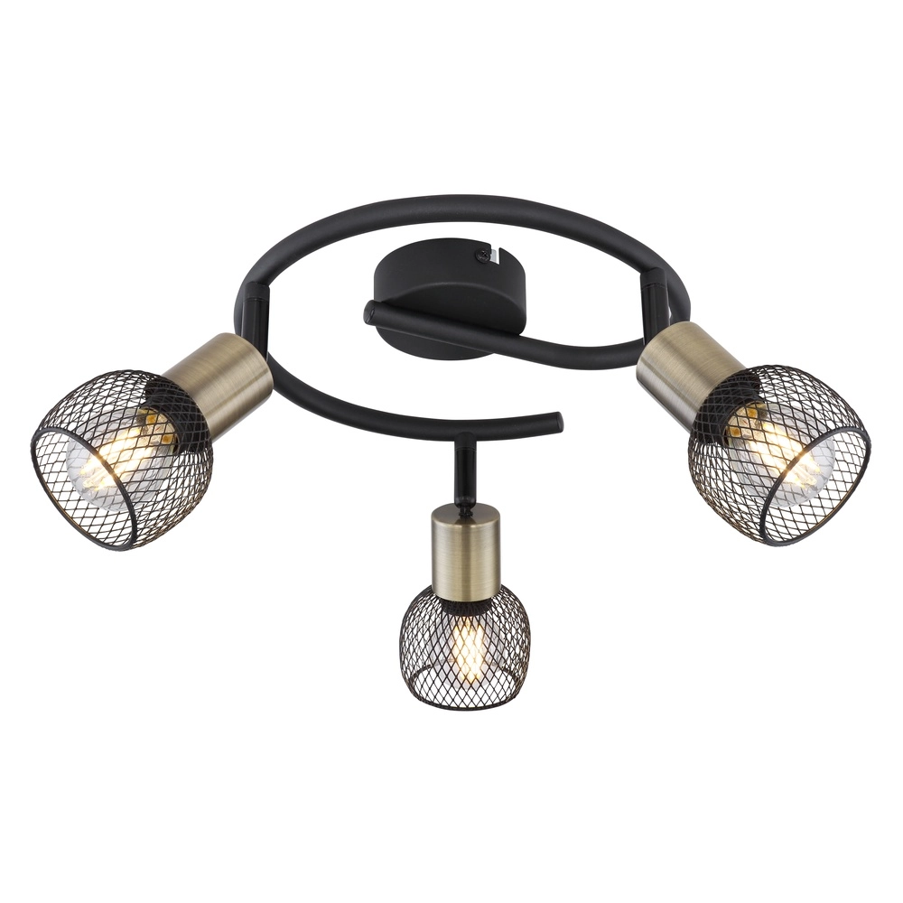 Lampe de plafond Fiastra 3-noir clair avec maille