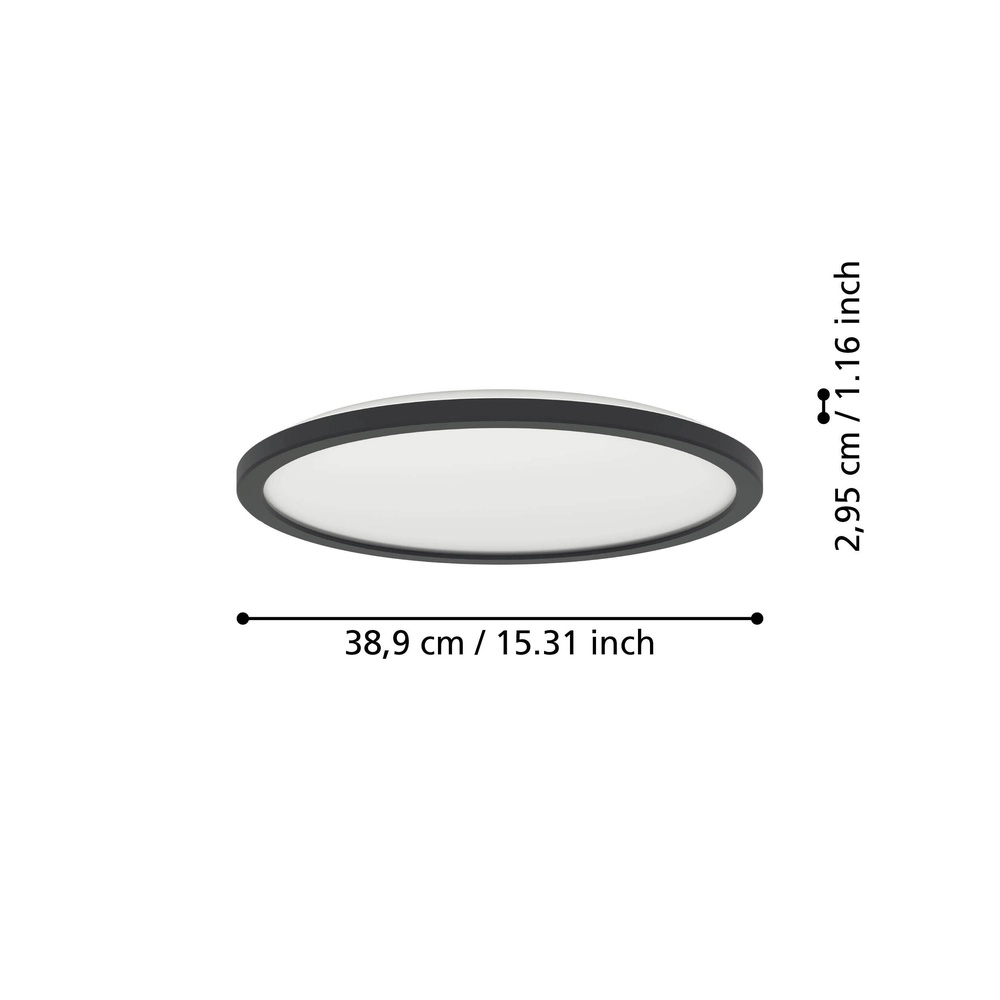 Lampe de salle de bain intelligente Rovito-Z rond - noir - Ø 38,9cm Eglo 9008606329717