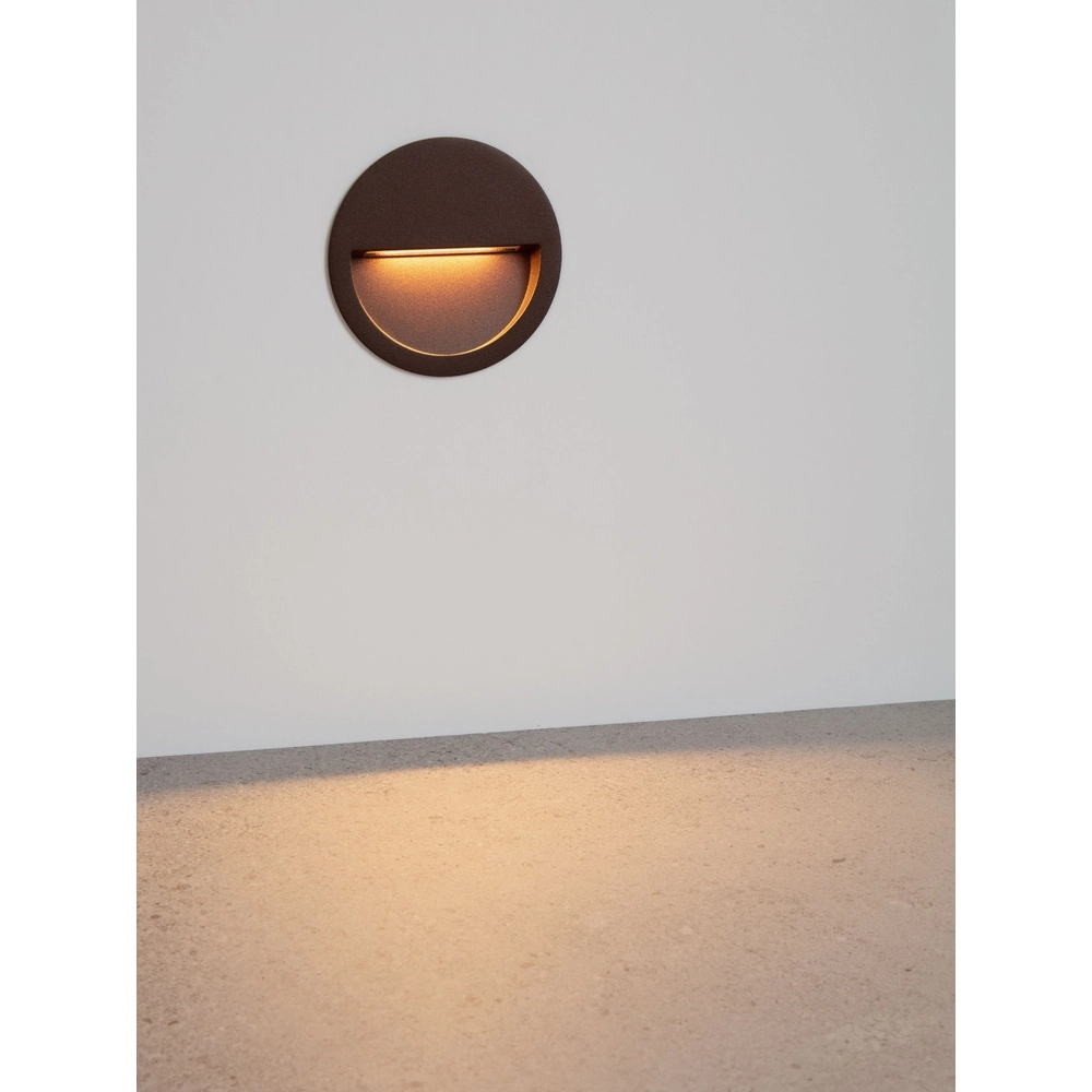 Lampe murale ronde encastrée Sete Brun rouille