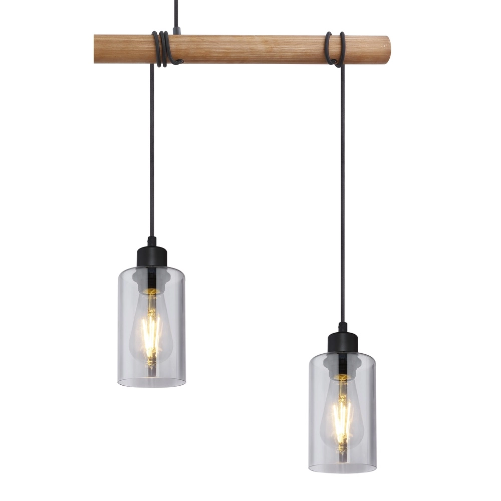 Lampe suspendue Hadera Noir 4 clairs avec verre fumé Globo 9007371414840