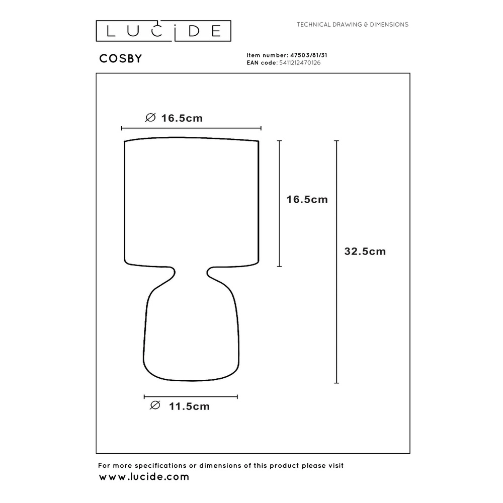 Lampe de table Cosby Blanc Lucide 5411212470126
