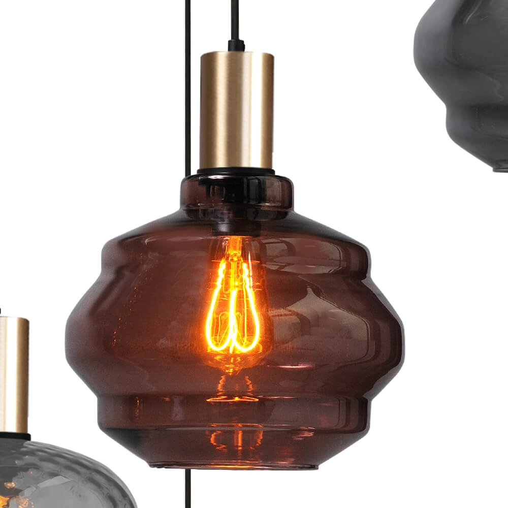 Suspension loft 5 lumières - dorée - Porto avec des lunettes différentes Masterlight 8718121271255