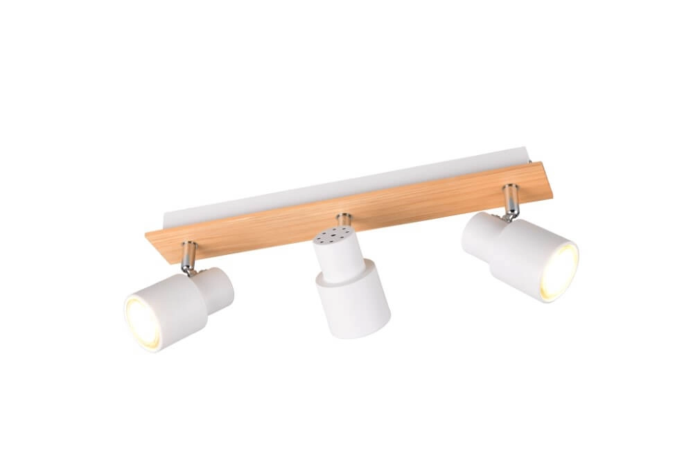 Plafonnier 3 lumières Pierre blanc avec du bois Plafonnier 3 lumières Pierre blanc avec du bois