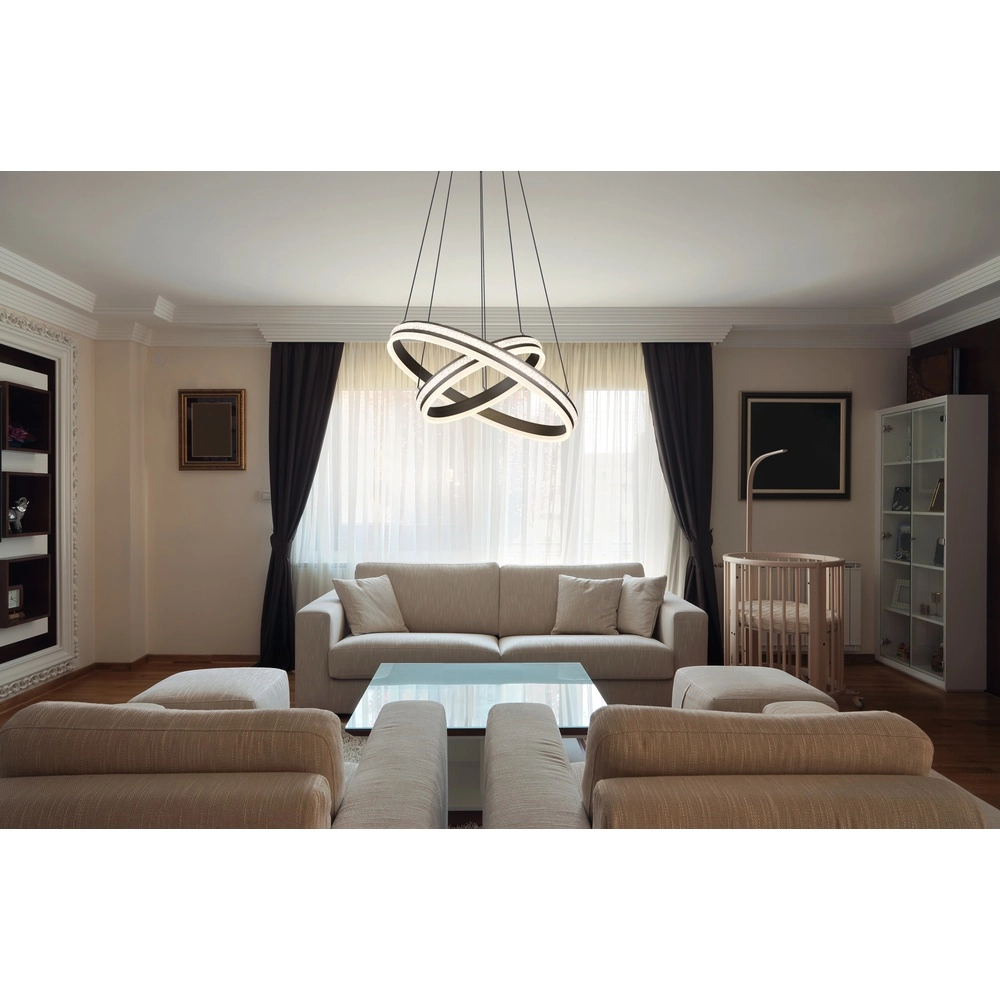 Lampe pendante de conception Grouni 2 anneaux en titane brossés Globo 9007371454990
