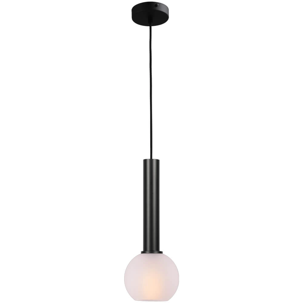 Lampe suspendue Ø 15cm Bella 2 Noir avec verre blanc mat