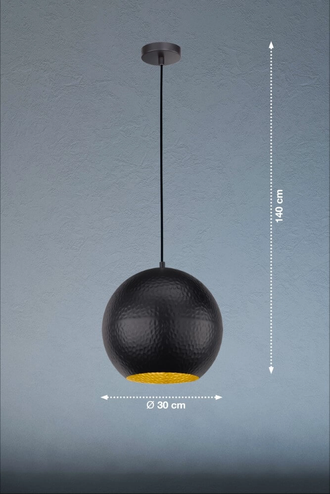 Lampe suspendue sphère Mylon Ø 30cm noir Fischer & Honsel 4003694607636