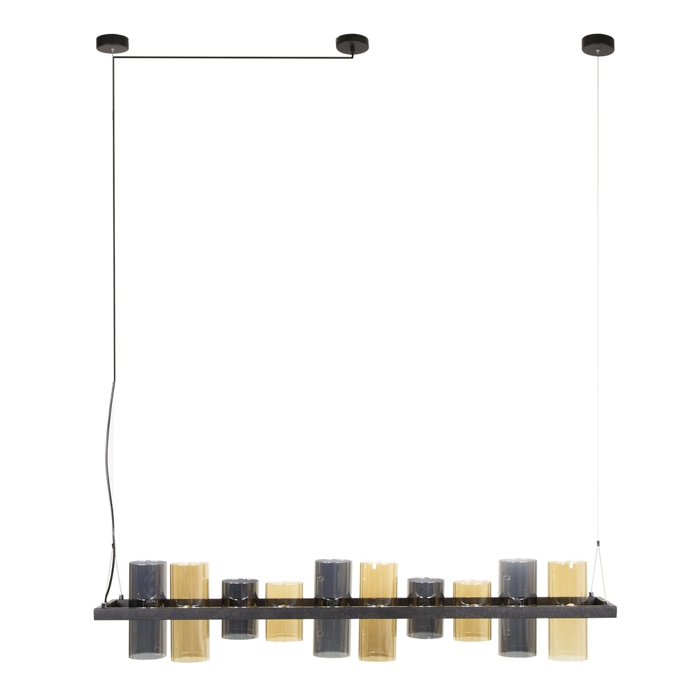 Lampe suspendue Cylinder 130cm - verre fumé et ambré Lyora 8716803512443
