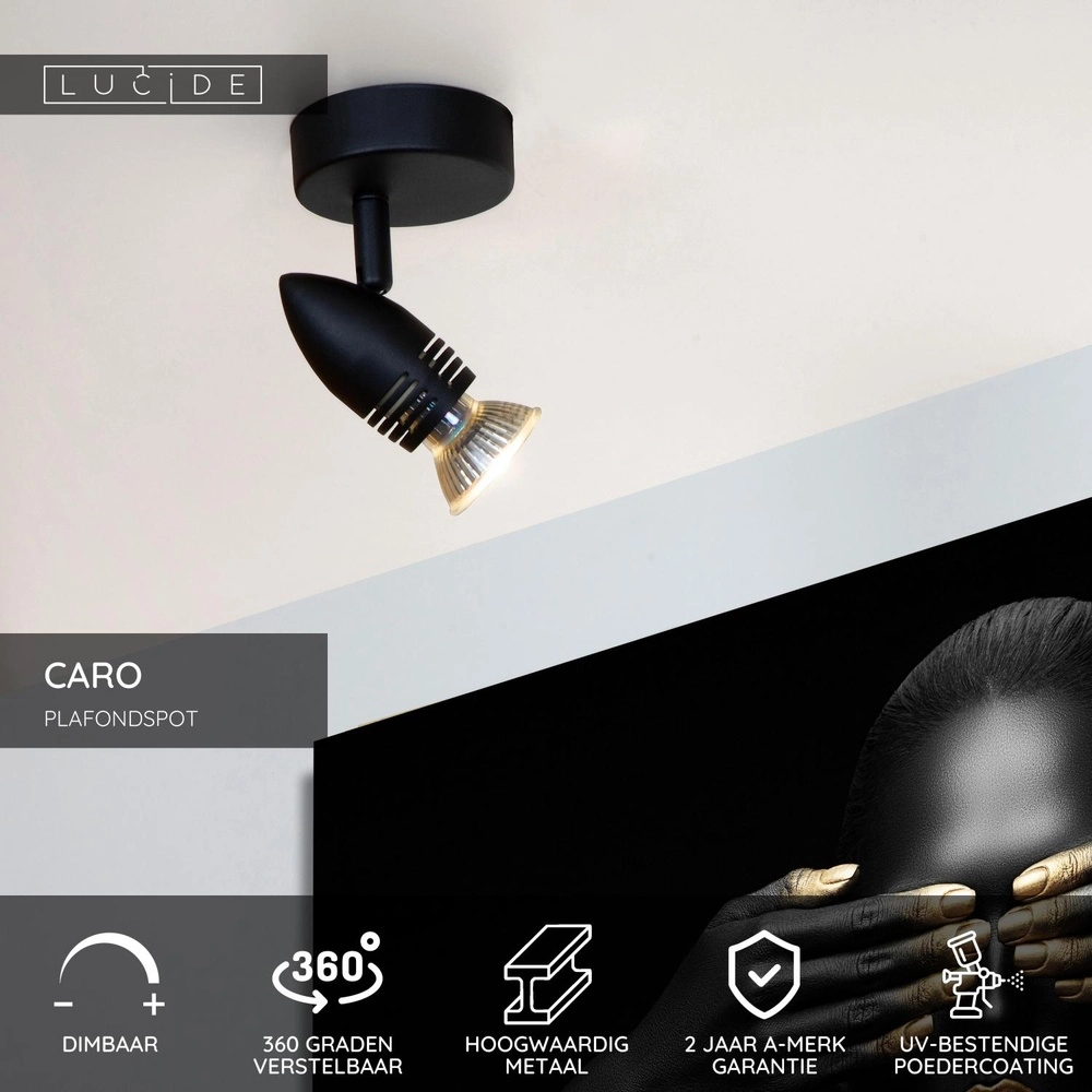 Projecteur de plafond Caro Noir Lucide 5411212134226
