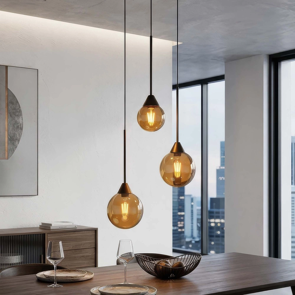 Lampe pendante de conception Opux Lux Bronze à 3 lumières Searchlight 5,05342E+12