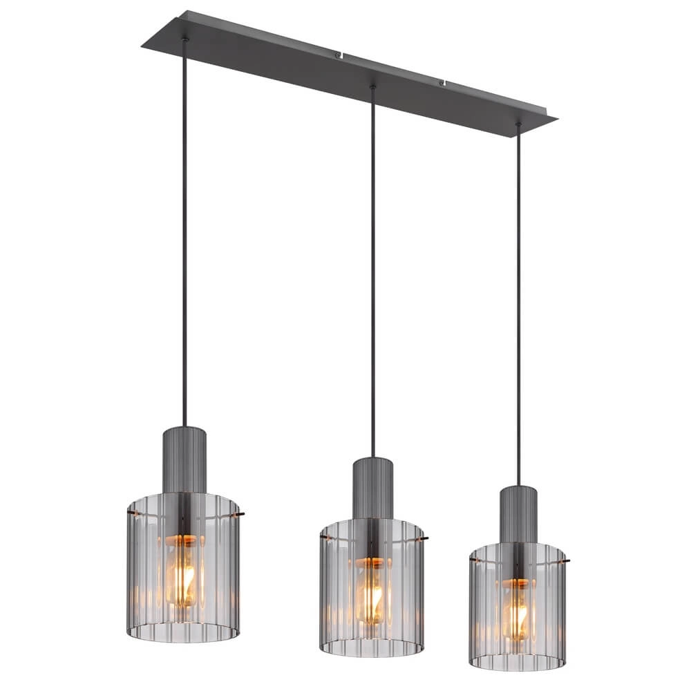 Suspension 3 lumières Tulivar Design Smoke Glass Suspension 3 lumières Tulivar Design Smoke Glass