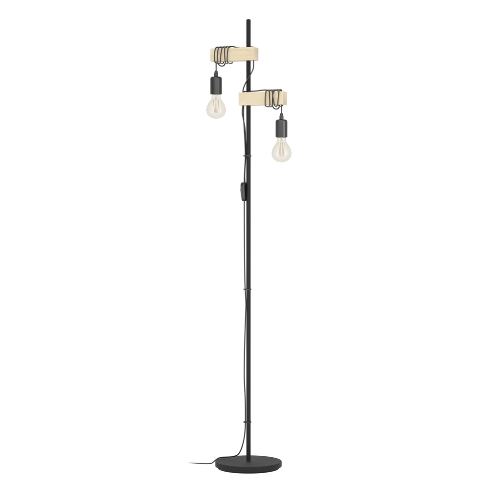Lampe de pied Townshend Aspect bois - 2x E27